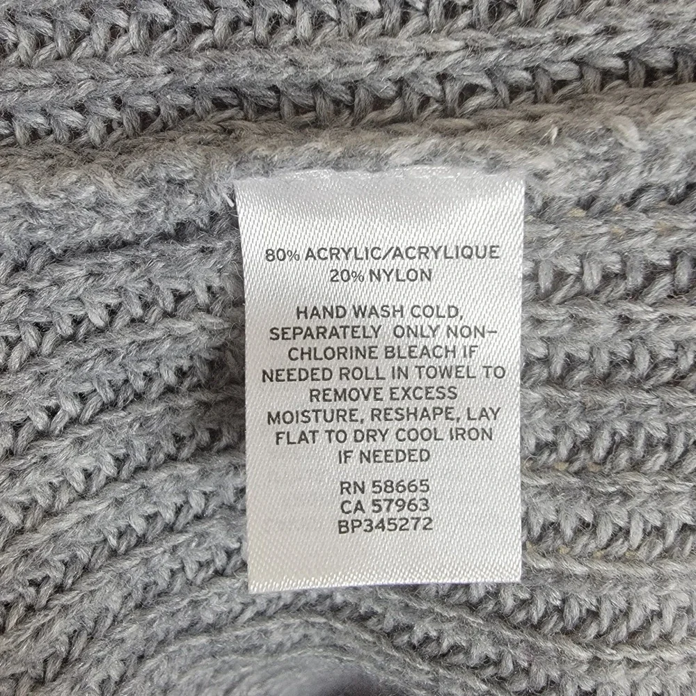 BP Deep V-Neck Ribbed Knit Tunic Sweater Womens XS Grey Long‎ Sleeve Pullover